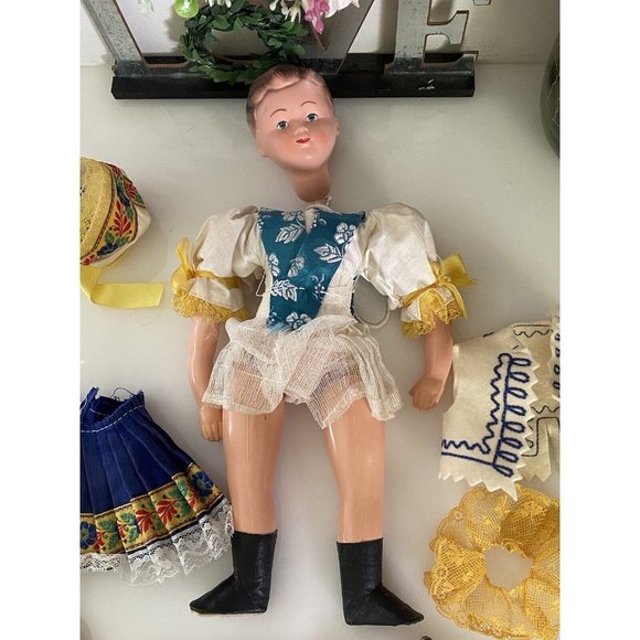 Vintage German Doll Project Strung Hand Painted Clothes Accessories in Parts EUC - Picture 13 of 16